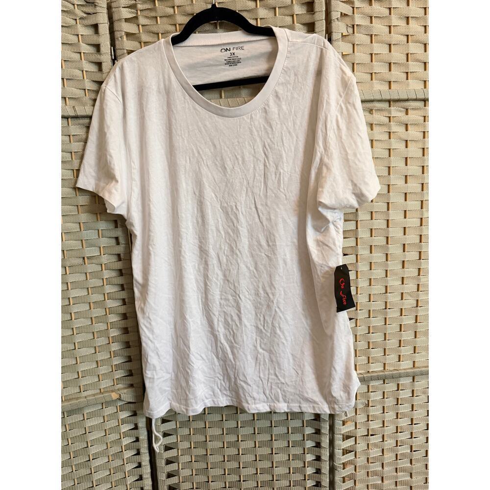 On Fire Open Back Distressed Style Top 3XL White NWT Ladder Cut Out Crew Neck